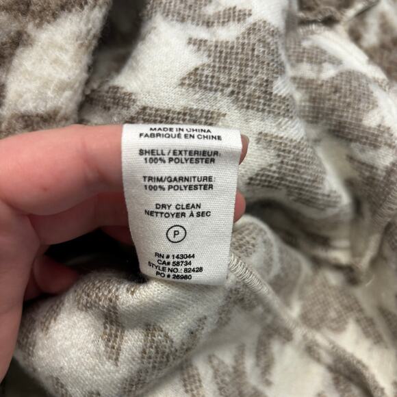 Avec Les‎ Filles White Tan Houndstooth Womens XS Zip Up Collared Fleece Jacket - Picture 6 of 9